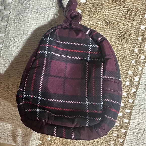 Victoria's Secret Plaid Backpack - Burgundy and Black - Picture 6 of 7